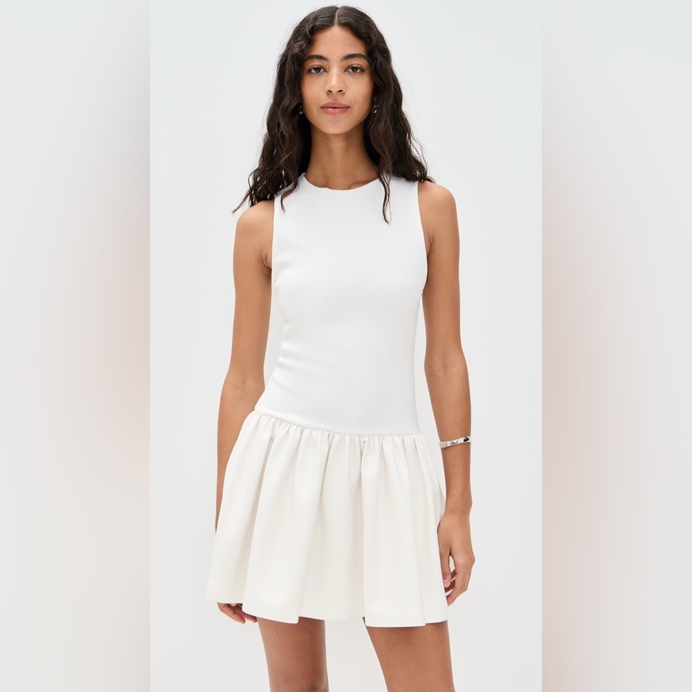 Alice + Olivia Ella‎ Combo Vegan Sleeveless Drop Waist Mini Dress White 8